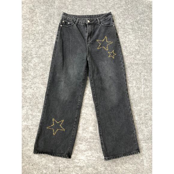 Y2K JNCO inspired pants black extra wide leg skater indie baggy 30/30 - Picture 1 of 9